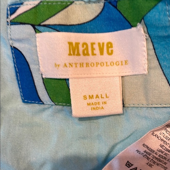 Maeve by Anthropologie Blue/Green Ruffled Off-Shoulder Crop Blouse - Picture 6 of 8